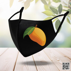 Mango Fruit Design Face Mask in Breathable Black Fabric
